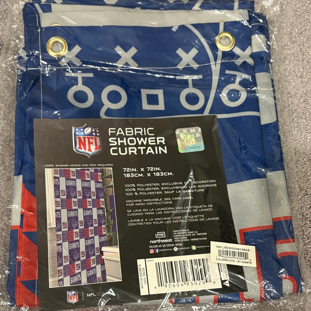 NY Giants Fabric Shower Curtain